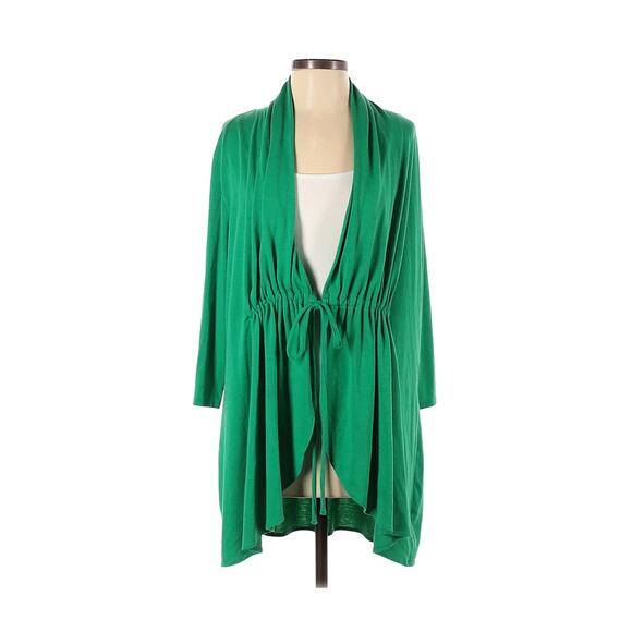 Kiyonna Top Sunset Stroll Bellini Cardigan 1X Kelly Green Tie Front Christmas - Picture 5 of 10